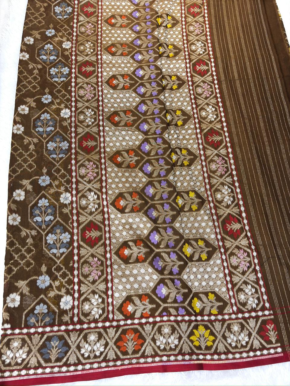 Heritage Archive: Handloom Banarasi Pure Katan Silk Kadhua Jamdani Saree