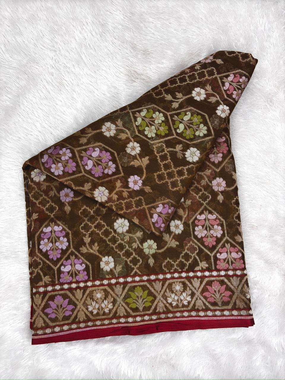 Heritage Archive: Handloom Banarasi Pure Katan Silk Kadhua Jamdani Saree