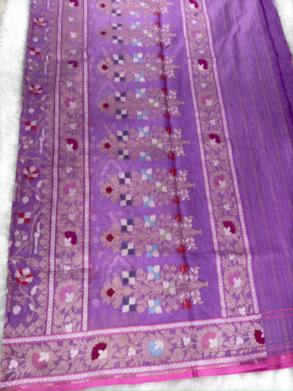 Heritage Loom: Handloom Banarasi Pure Katan Silk Kadhua Jamdani Saree