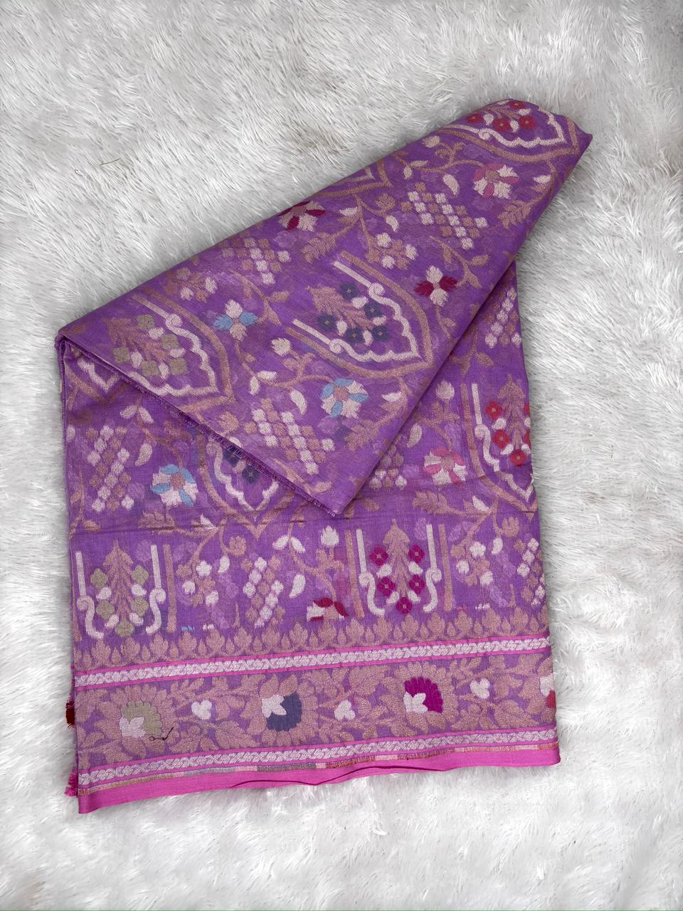 Heritage Loom: Handloom Banarasi Pure Katan Silk Kadhua Jamdani Saree
