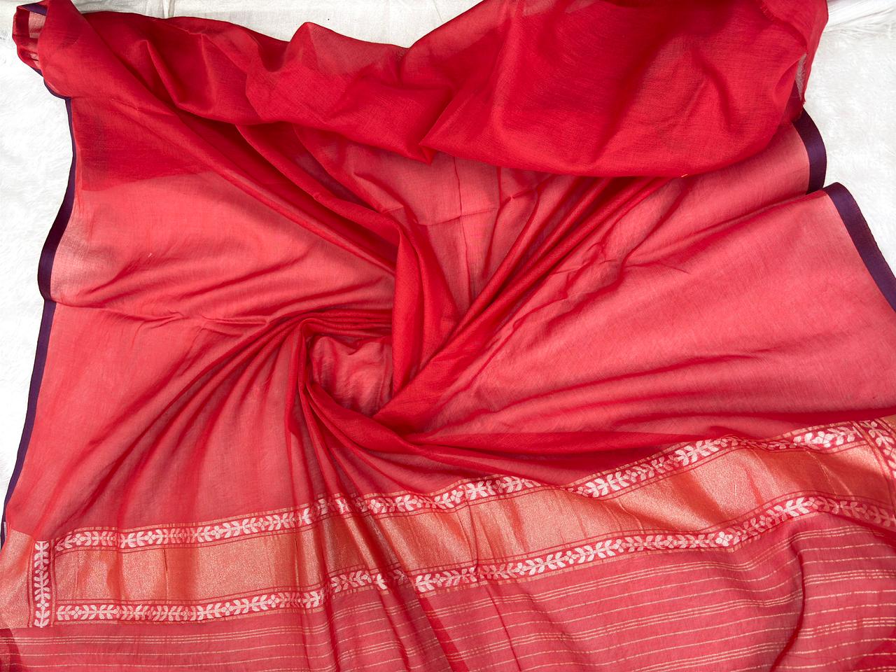 The Red Chronicles: Premium Jamdani Banarasi Pure Katan Silk Kadhua Saree