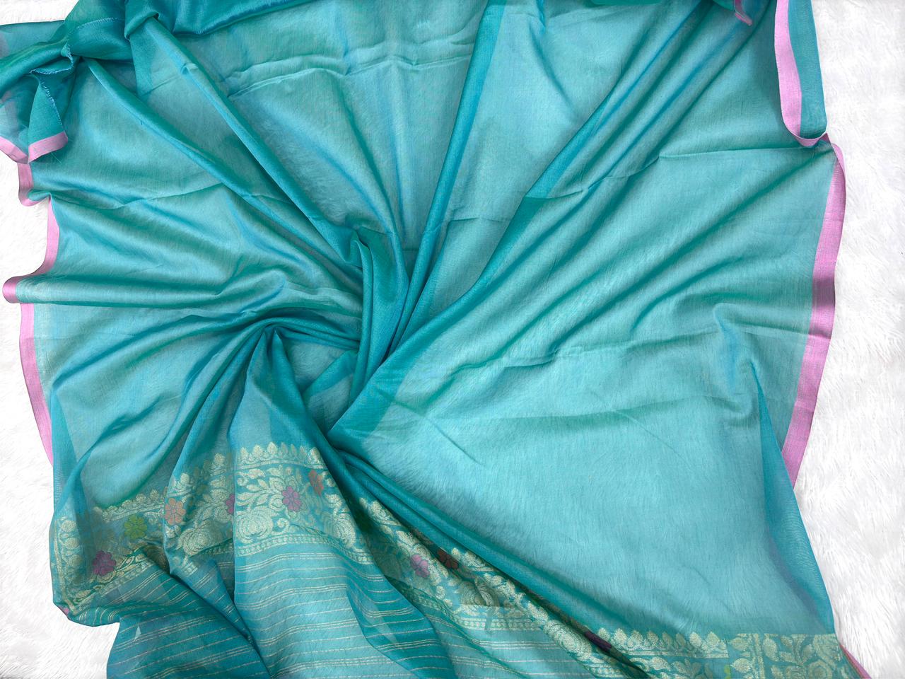 The Heritage Lattice: Handloom Banarasi Pure Katan Silk Kadhua Jamdani Saree