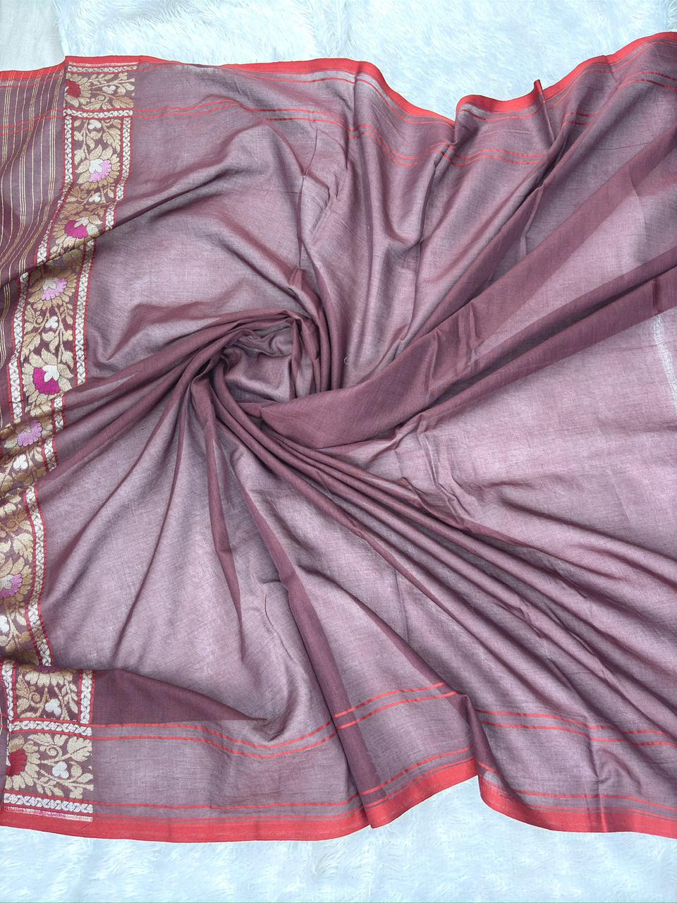 The Heritage Archive: Handloom Banarasi Pure Katan Silk Kadhua Jamdani Saree