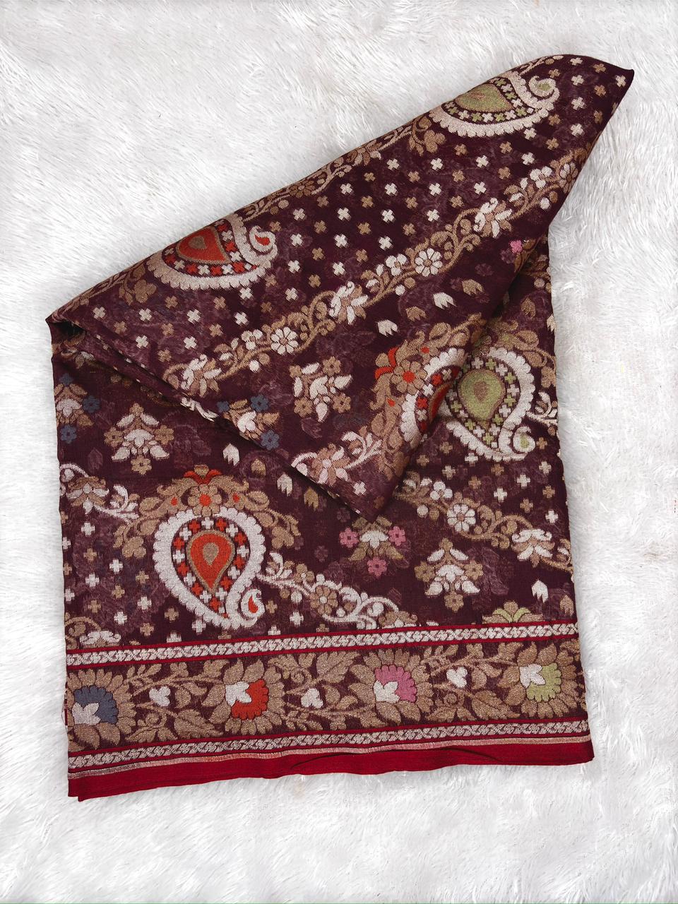 The Heritage Archive: Handloom Banarasi Pure Katan Silk Kadhua Jamdani Saree