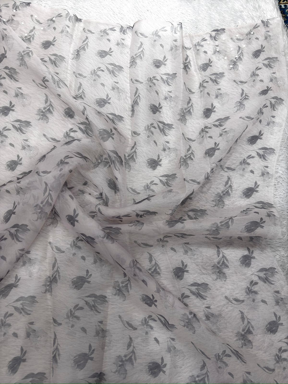Blossom Mist: Handloom Saree in Petal Pink with Watercolor Floral Art & Zari Scalloped Border