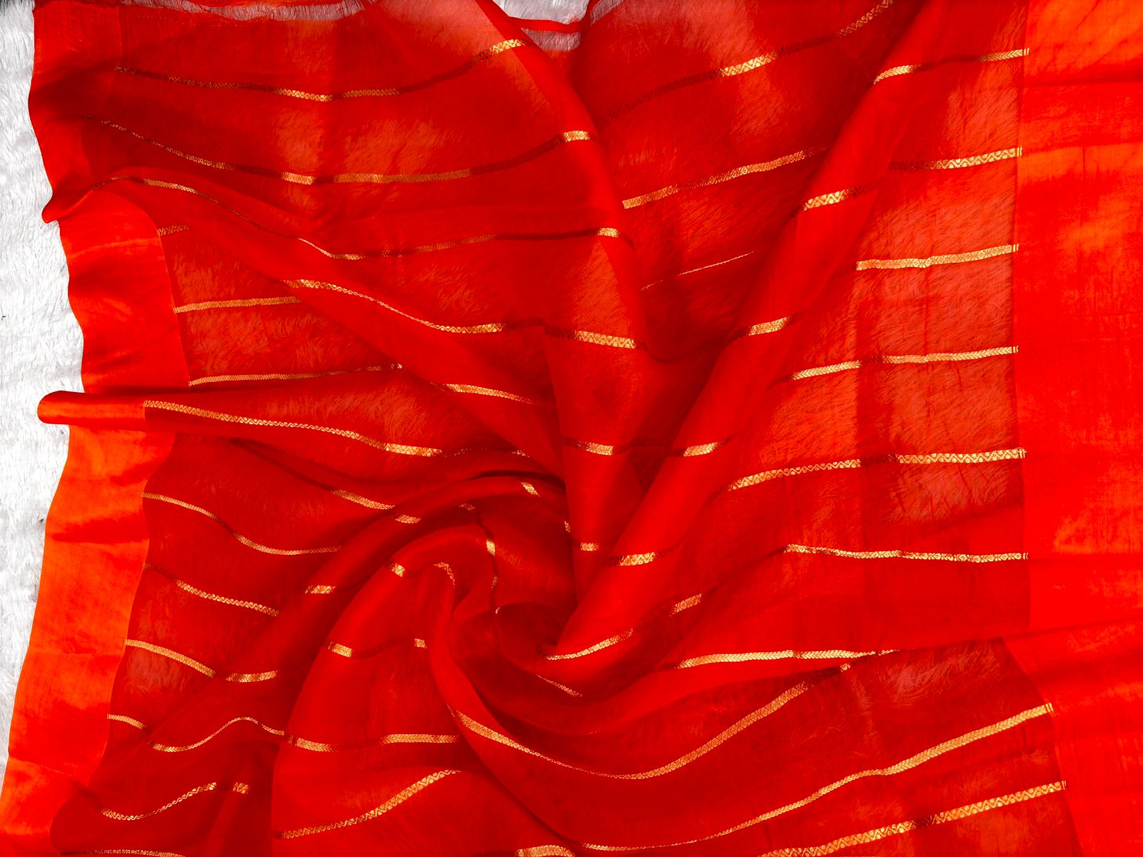 Classic Bridal Red Kora Designer Kadhua Handloom Banarasi Saree with Rich Gold Zari Jaal