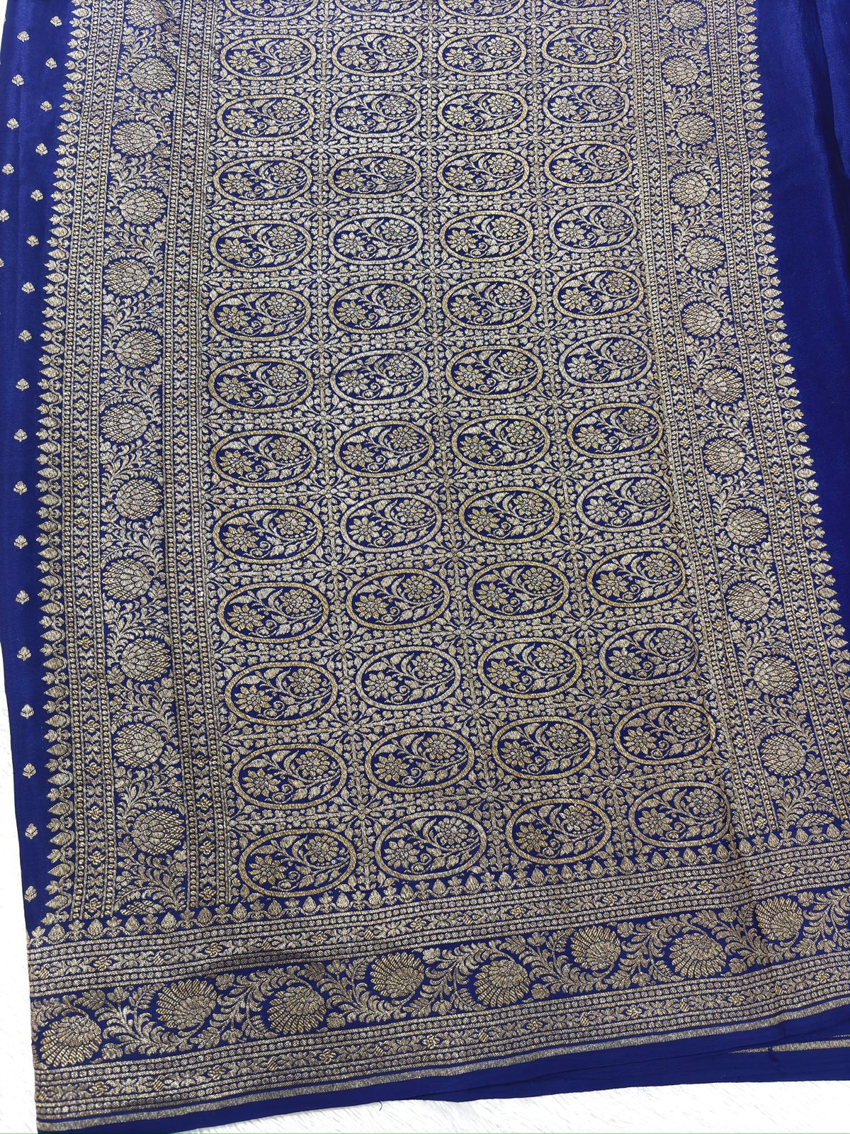 Royal Blue Pure Banarasi Silk Saree with Intricate Gold Zari Weaving