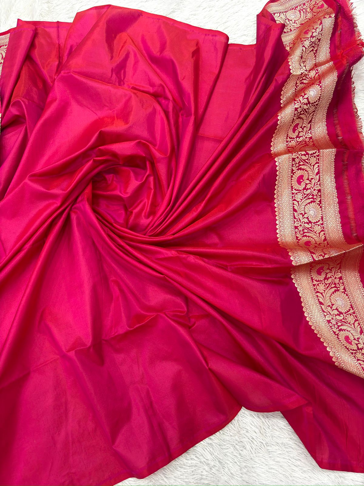 Deep Magenta Katan Silk Meenakari Cutwork Handloom Saree