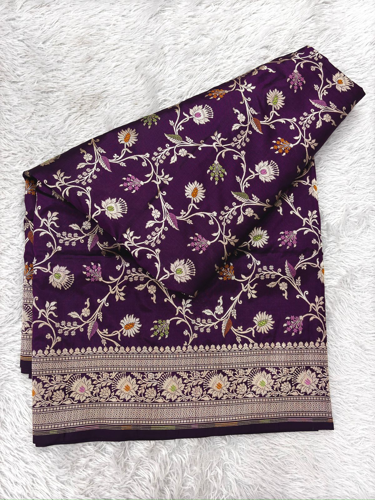 Royal Purple Katan Silk Meenakari Handloom Banarasi Saree