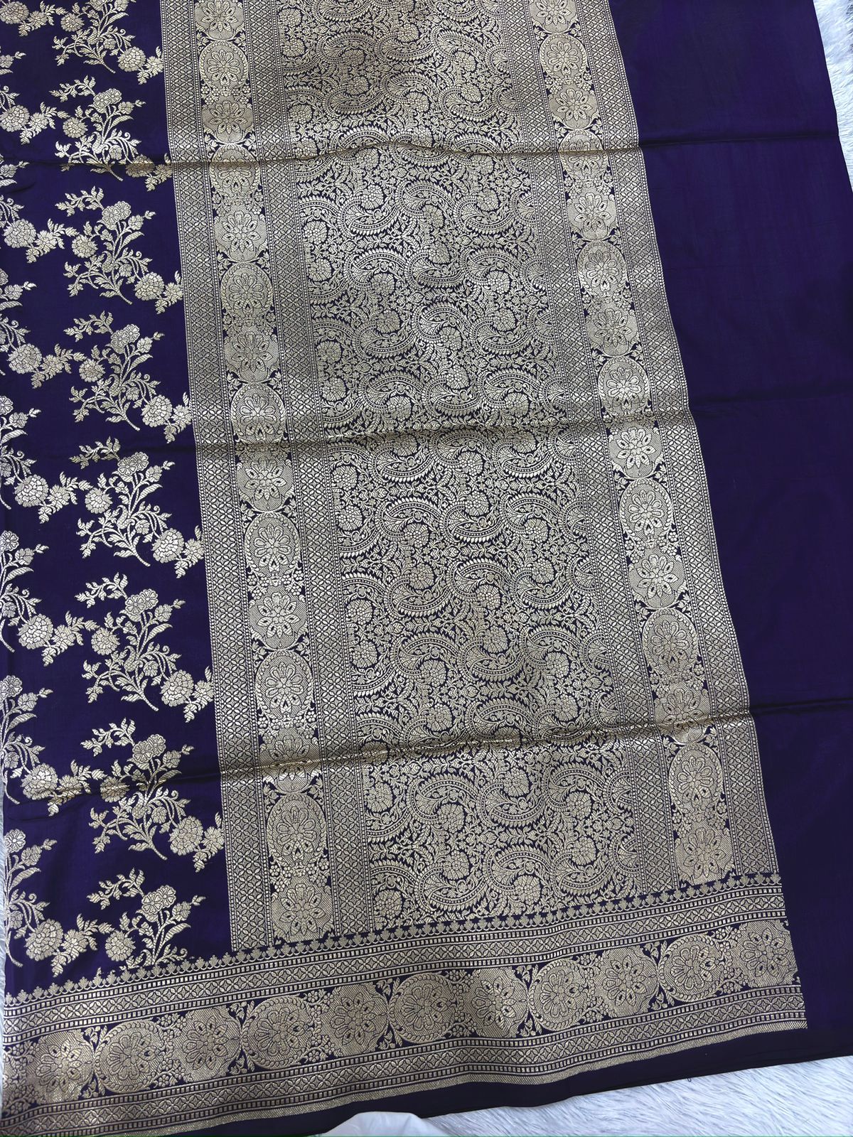 Royal Violet Katan Silk Kadwa Jaal Handloom Banarasi Saree