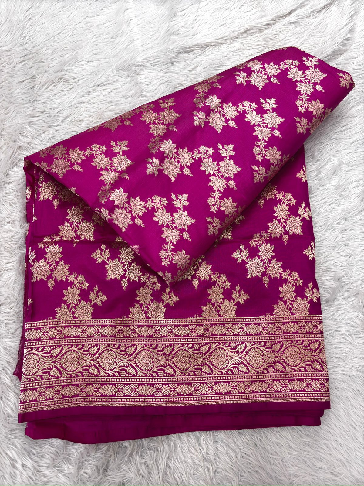 Rani Pink Pure Katan Silk Handloom Banarasi Saree