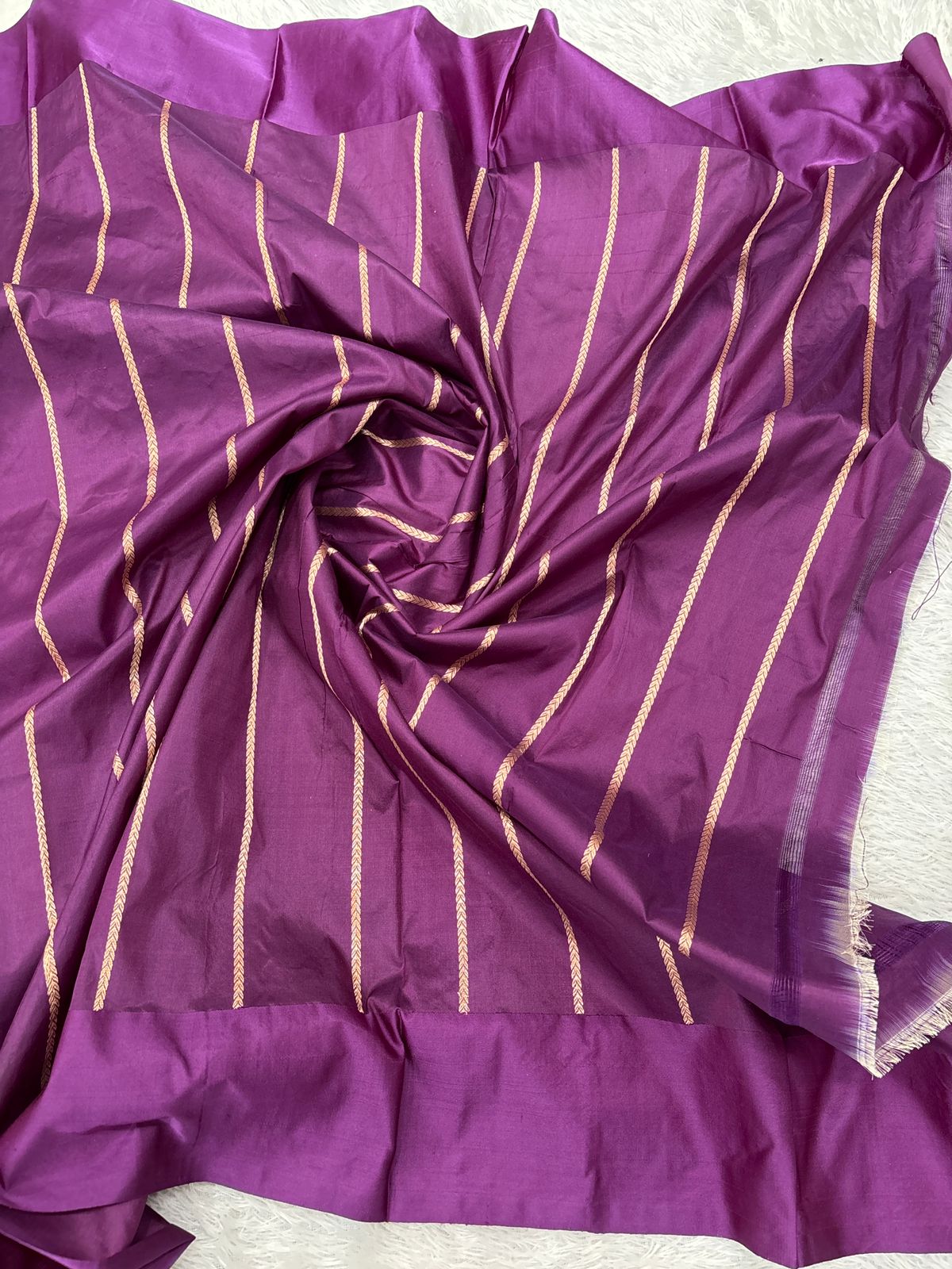 Rose Quartz Blush Pink & Royal Violet Handloom Banarasi Katan Silk Saree | Antique Rose Gold Zari Kadhua Floral Boota