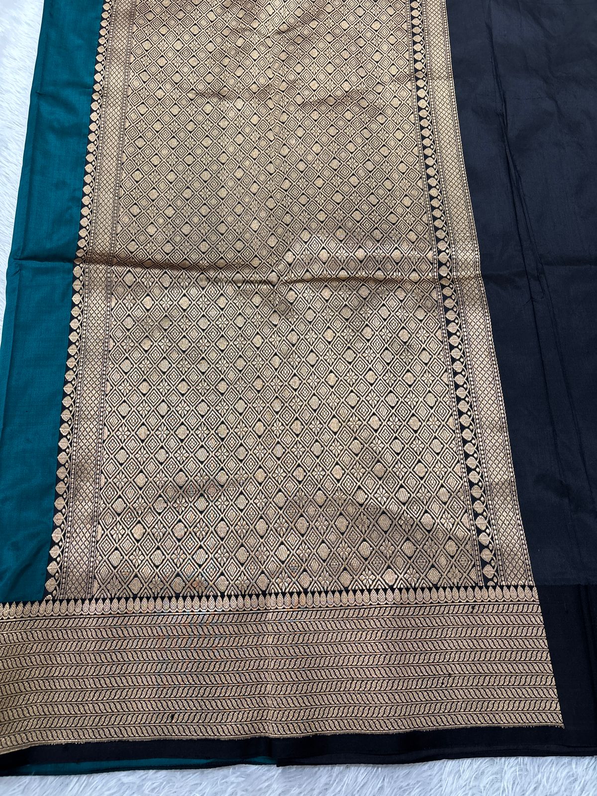 Powder Blush Pink Handloom Banarasi Katan Silk Saree | Rose Gold Zari Kadhua Floral Booti & Scalloped Arch Pallu