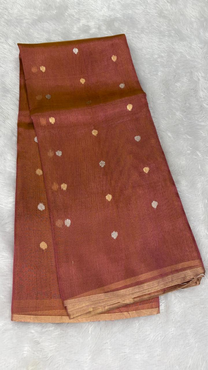 The Sunlit Splendor: Mustard Yellow Banarasi Tissue Silk Saree