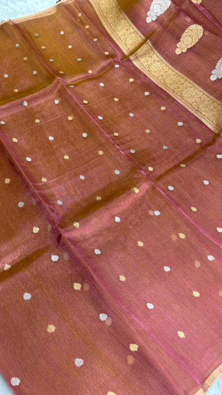 The Sunlit Splendor: Mustard Yellow Banarasi Tissue Silk Saree